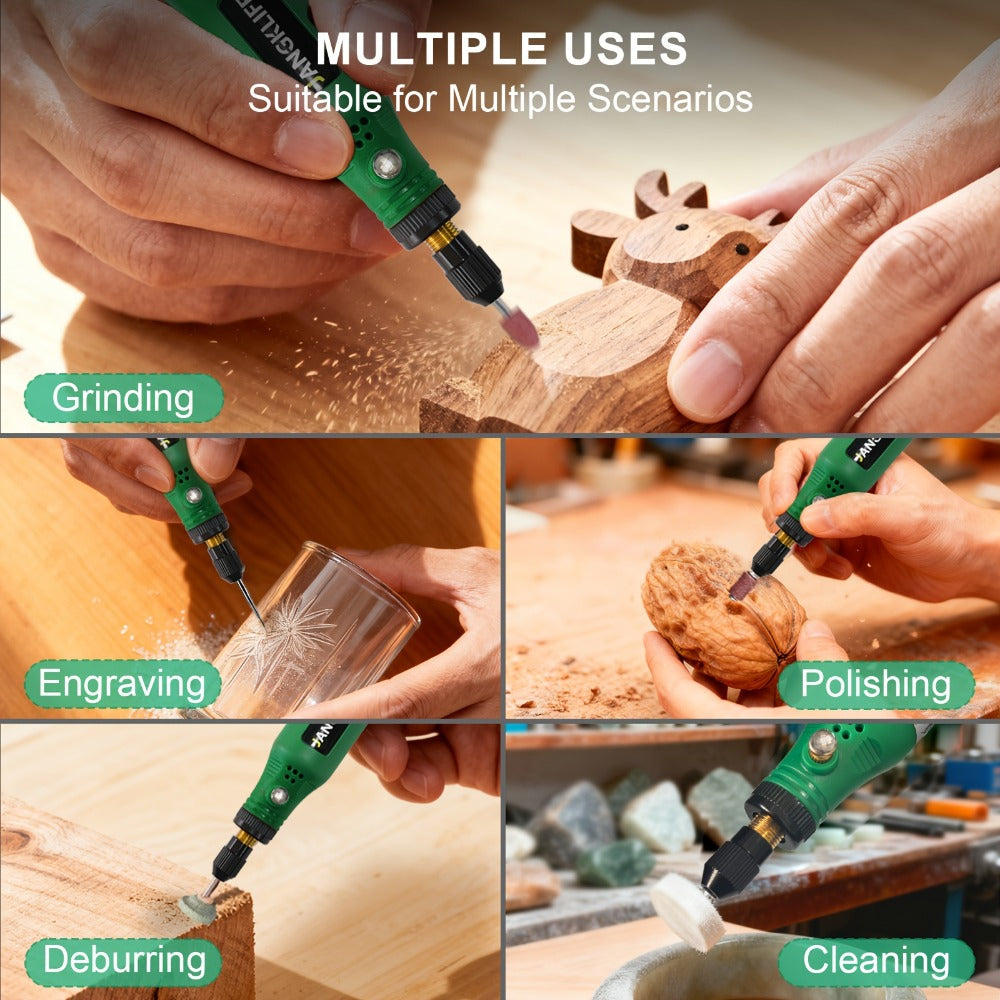 Mini Cordless Rotary Tool Kit - USB Rechargeable Li-Ion Battery, 3-Speed 5000-15000RPM for Entryways, Bedrooms and Living Spaces