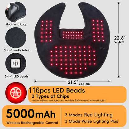 Red Light Therapy Shoulder Wrap with Dual Wavelength 660nm & 850nm Near-Infrared – 116 LED Wearable Device for Neck, Shoulder & Back Relief