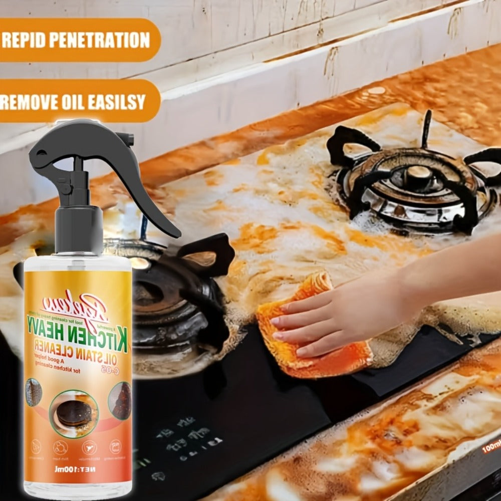 Kitchen Degreaser Spray 100ml (3.38oz), Oven Cleaner & Grease Remover, Fume-Free Formula for Stubborn Grease on Ovens