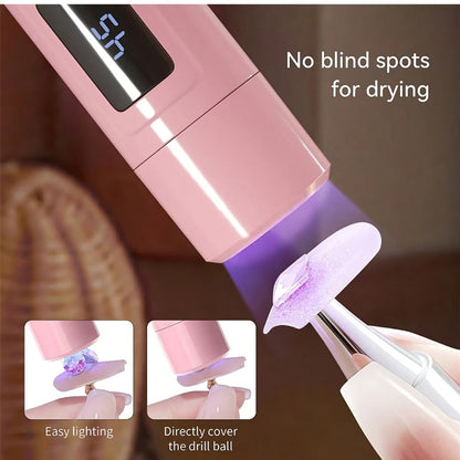 Rotating Stand LED Nail Lamp with Adjustable Stand Bracket, 45s/60s Timer Display and USB Power