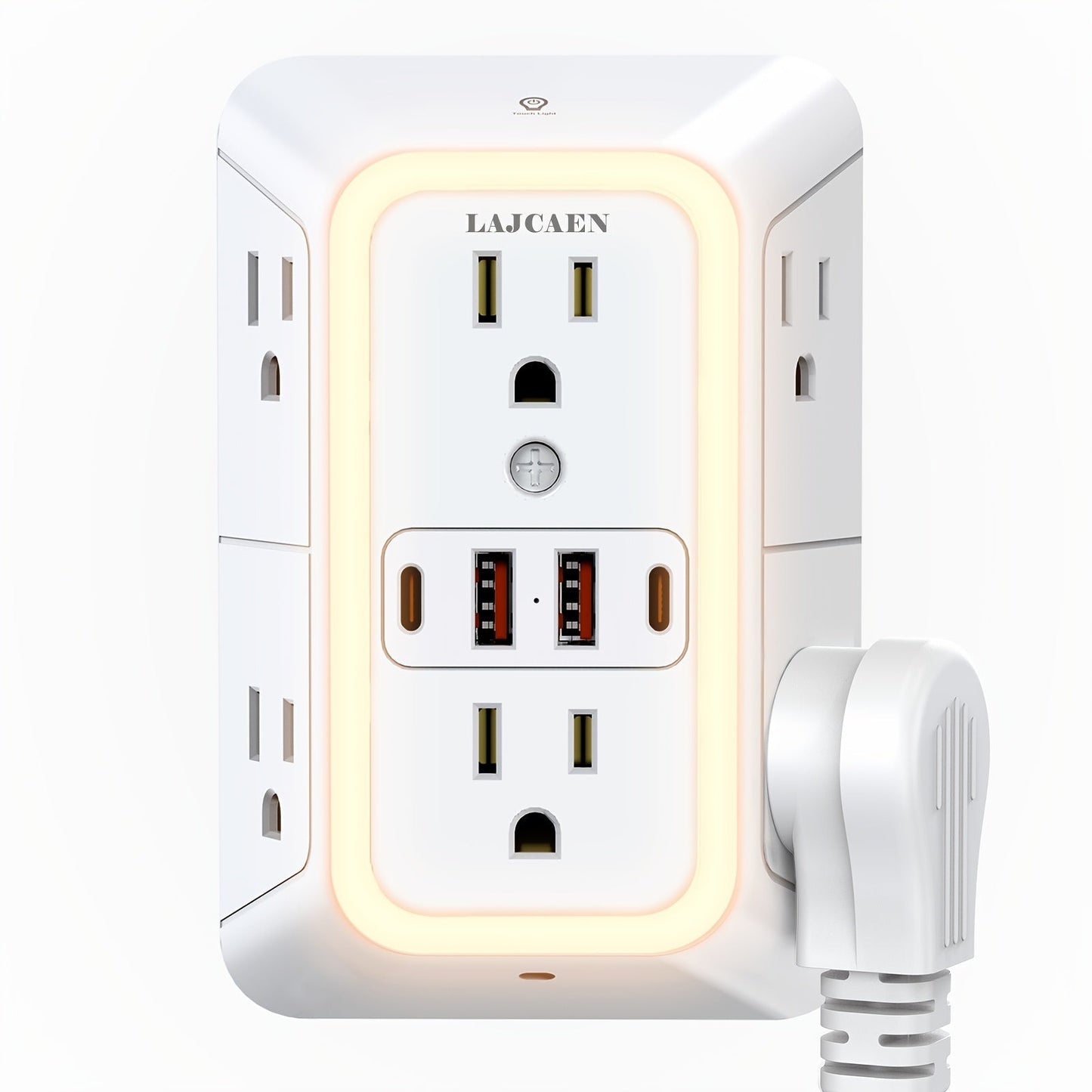 Outlet Splitter Wall Expander 10-in-1 with 6 AC Outlets 2 USB-A 2 USB-C Ports 3-Sided Plug for an Everyday Personal Care Routine