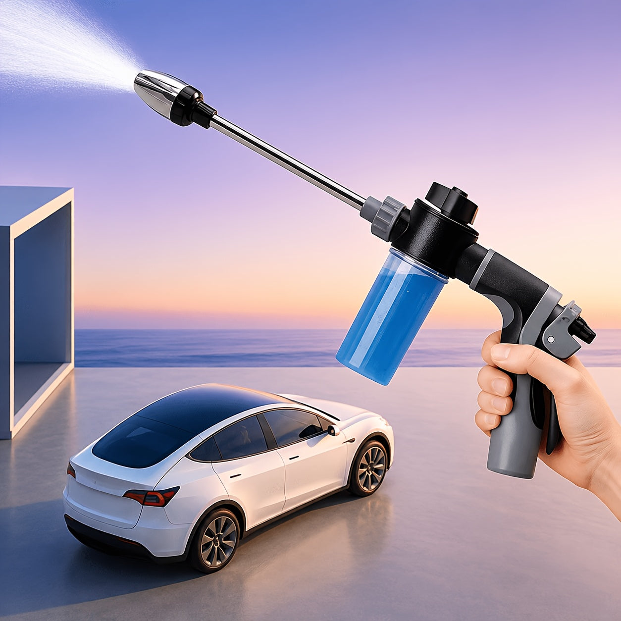 High Pressure Car Wash Gun with Long Extension Rod – Adjustable Spray Nozzle, Leak-Proof Connector, Fits Garden Hose