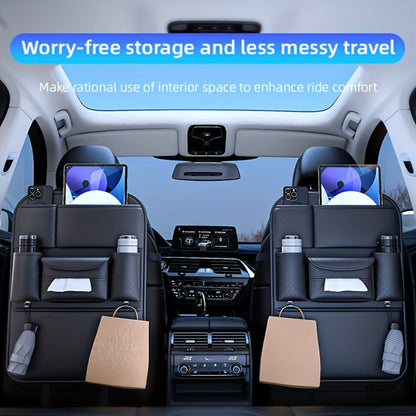 Car Seat Back Organizer – Large Capacity PU Leather Backseat Storage Bag | Multi-Compartment for Tablets, Laptops