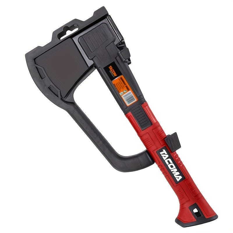 Camping Hatchet 15 Inch Splitting Axe 45 Carbon Steel with Nylon Rubber Non-Slip Handle – Teflon Blade, Blade Cover & Optional Whetstone Set