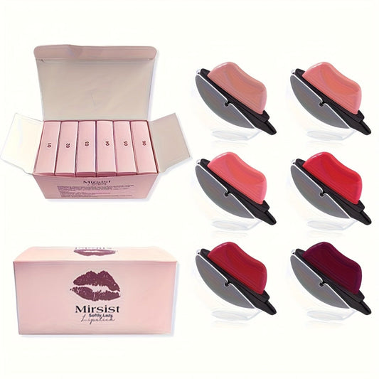 Lipstick Set, Mirsist 6-Piece Lip-Shaped Color Collection with Three Numbered Shade-Group Options