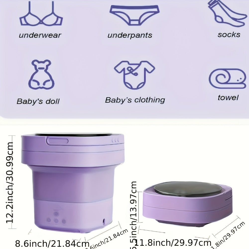 Portable Mini Washing Machine 3 Cleaning Modes, Compact Travel Washer for Underwear Delicates