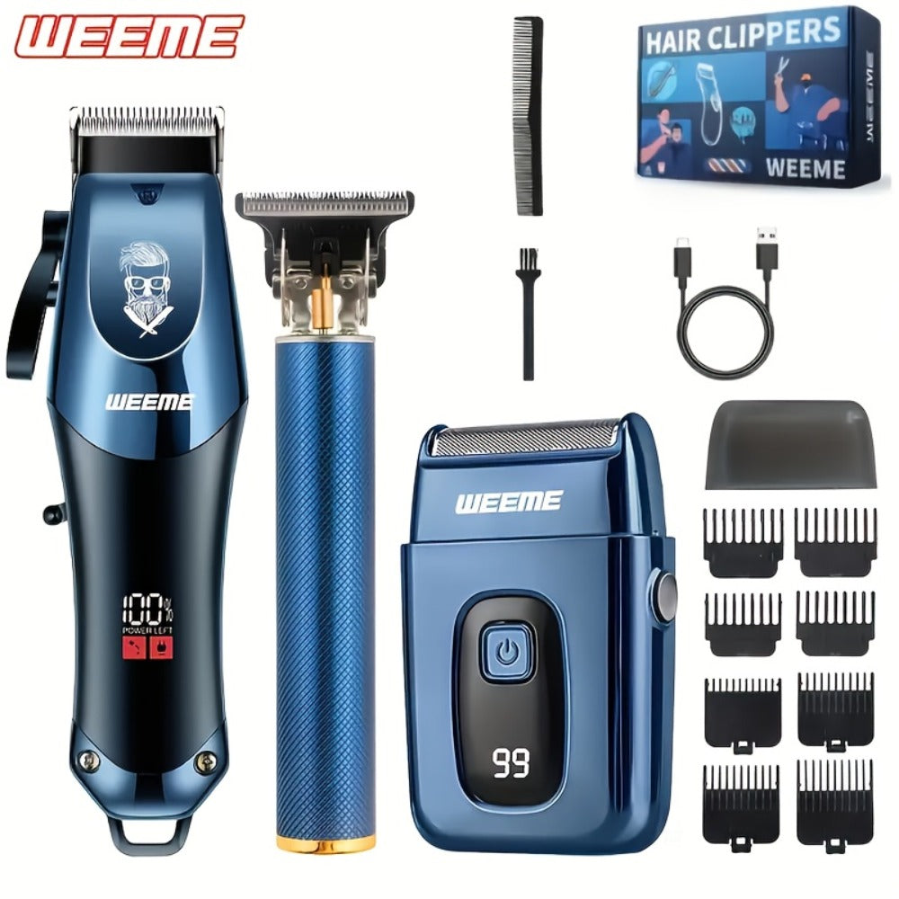 Hair Clipper WEEME One-, Two- or Three-Piece Grooming Sets with LCD Displays, USB Charging and Four Options