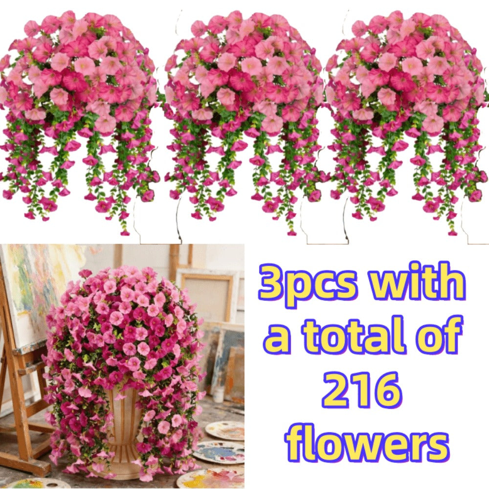 Artificial Rose Vine Hanging Garland 3pcs 216 Flowers – High-Density UV-Resistant Faux Rose Flower Vines with Realistic Roses & Foliage