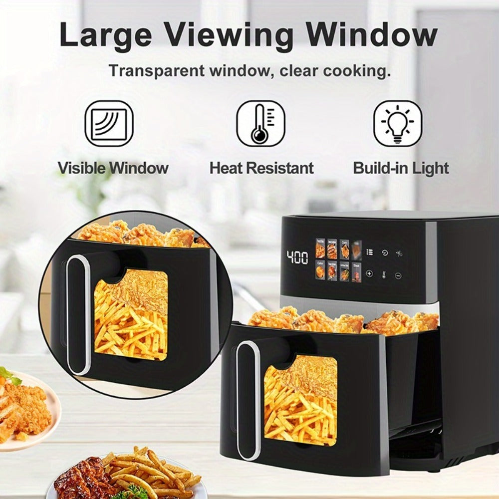 Air Fryer 5 Quart 8-in-1 Electric Hot Air Oven 1350W with LED Touchscreen & 360° Hot Air Circulation