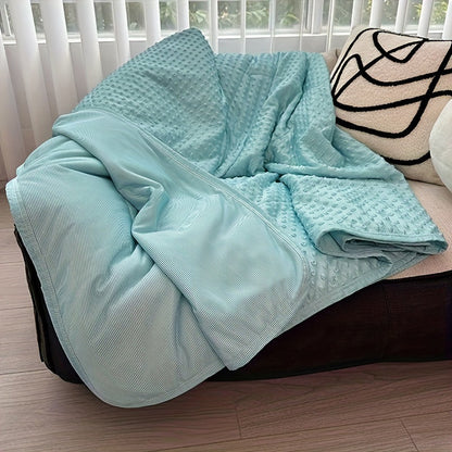 Cooling Blanket for Summer – Breathable Lightweight Throw with Soundwave Embossed Striped Design, 100% Polyester Machine Washable Blanket
