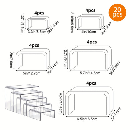 Clear Acrylic Risers Display Stands Set Funko Pop Cupcake Jewelry for Entryways, Bedrooms and Living Spaces