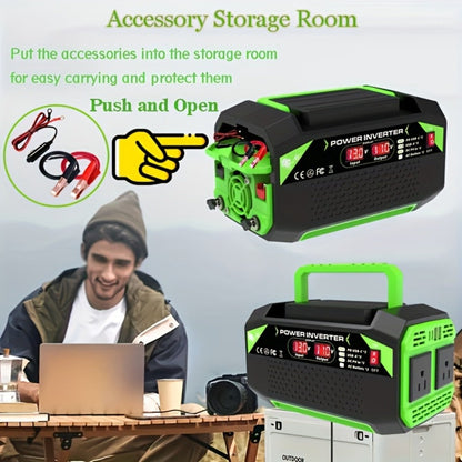 Power Inverter 500W/1000W DC 12V to AC 110V - Car Power Converter with LCD Display, 2 AC Outlets