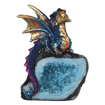 Dragon Figurine Statue Guarding Crystal Cave Polyresin Collectible Home Decor Sculpture Fantasy Dragon for Garden, Patio and Yard Use