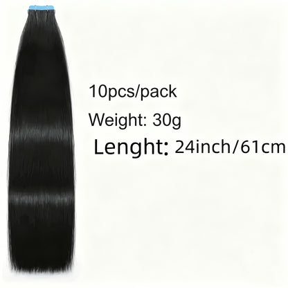 Tape In Hair Extensions Human Hair Straight Natural Black 1B Seamless Skin Weft 10pcs 30g 16 20 22 24 Inch Invisible Blend for Volume