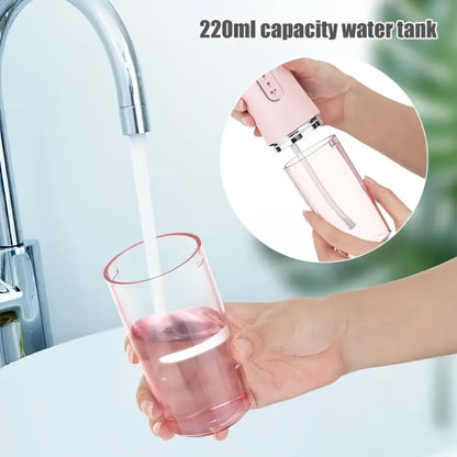 Water Flosser Cordless 270ml Oral Irrigator with Adjustable Pressure, 360-Degree Nozzle, Four Tips and USB Charging