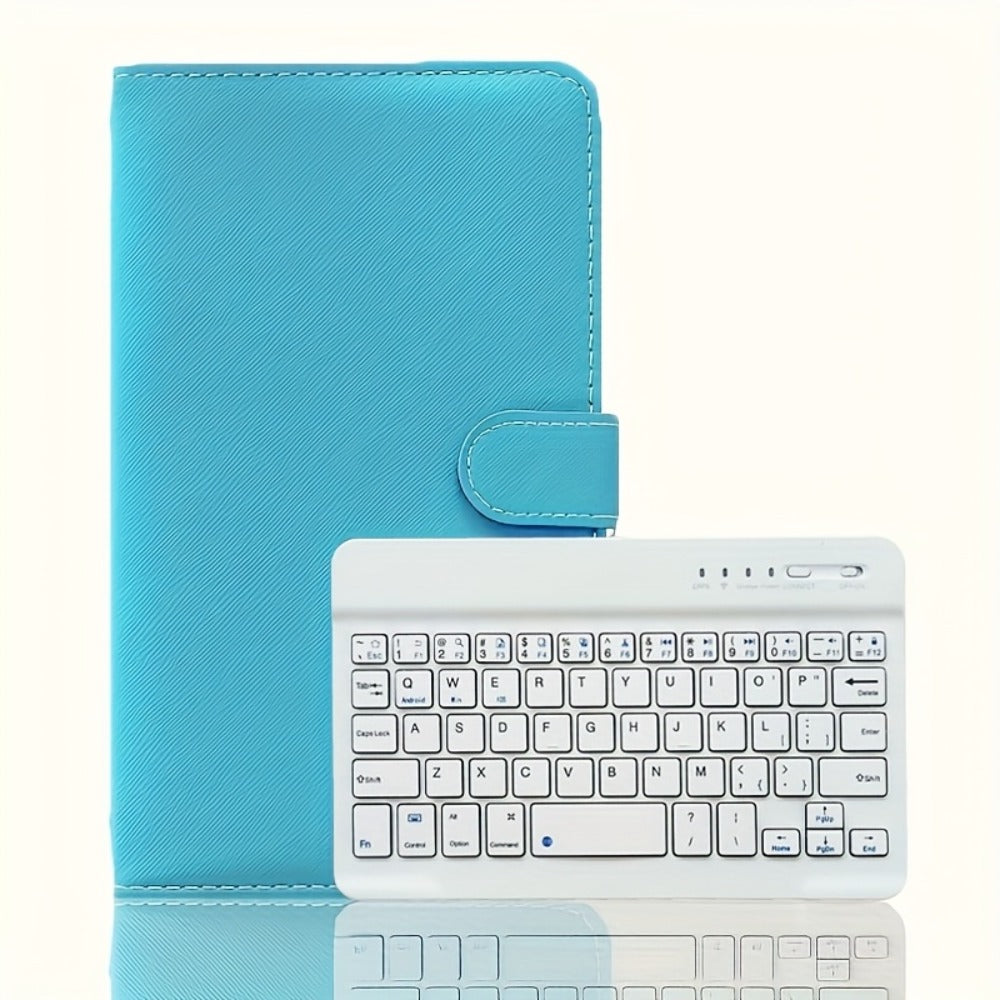 Foldable Bluetooth Keyboard Full Size Wireless Portable with PU Leather, Compact Folding Design for iPhone iPad Android Tablets Laptops
