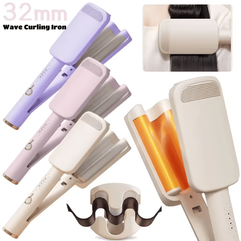Hair Curling Iron 1.25 Inch - Beach Wave Curling Wand with Dual Voltage, Deep Wave Barrel, Anti-Frizz Ceramic Coating