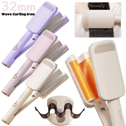 Hair Curling Iron 1.25 Inch - Beach Wave Curling Wand with Dual Voltage, Deep Wave Barrel, Anti-Frizz Ceramic Coating