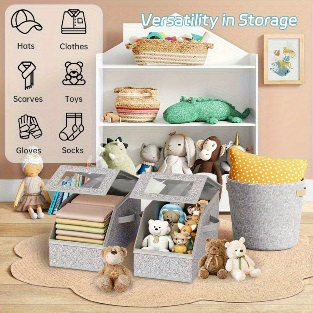 Stackable Baseball Cap Storage Box with Clear Viewing Window, Hat Organizer for Closet Holds Up to 30 Caps