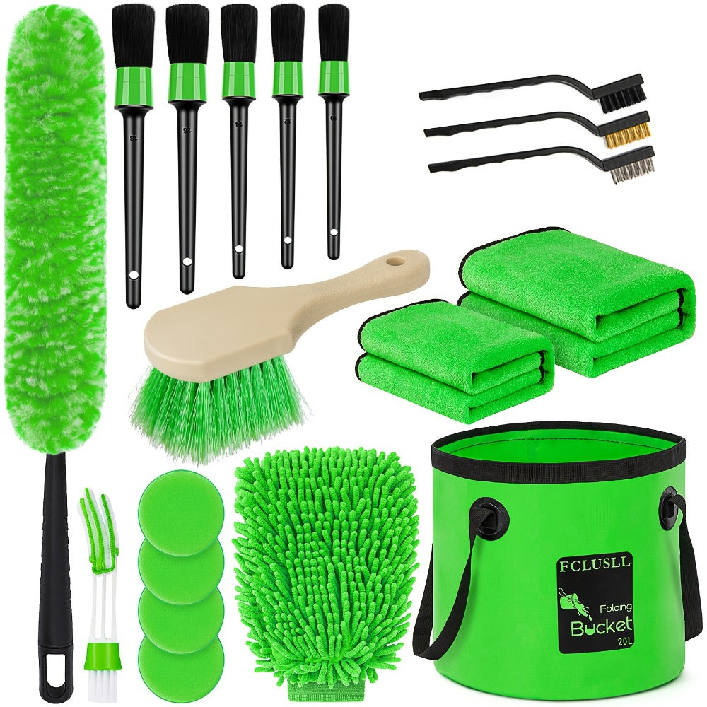 Car Cleaning Kit with Portable Vacuum Cleaner – 17/24/29/32/35pcs Interior Detailing Set with Windshield Cleaner