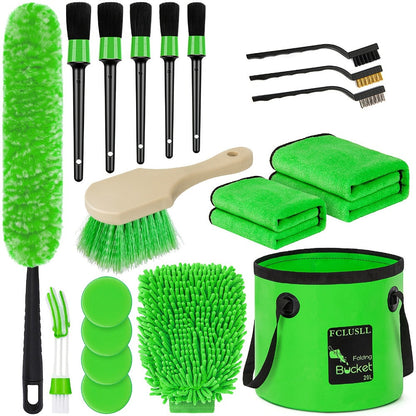 Car Cleaning Kit with Portable Vacuum Cleaner – 17/24/29/32/35pcs Interior Detailing Set with Windshield Cleaner