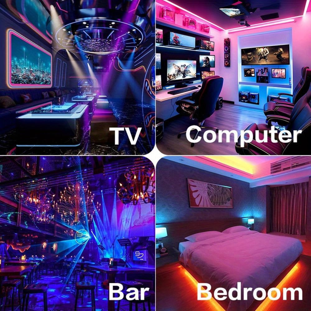IR Remote LED Strip Lights with Music Sync & DIY Mode – RGB Color Changing Gradient Breathing Flashing for a Home Lash Beauty Routine