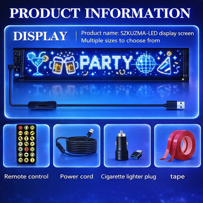Programmable LED Scrolling Sign APP Custom Text & Animations - USB & Car Charger Powered Smart for an Everyday Personal Care Routine