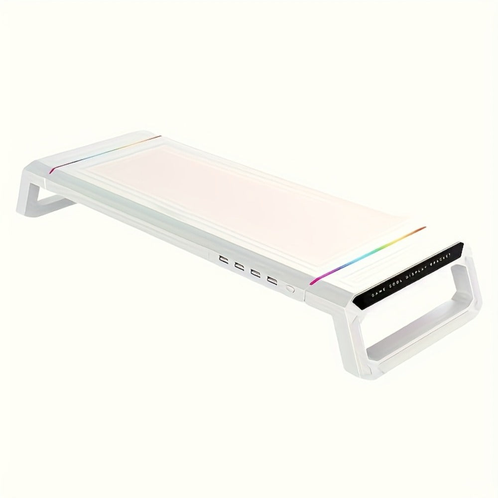 ICE COOREL Monitor Stand Foldable Height Adjustable with Storage Drawer, RGB Lighting & 4 USB Ports