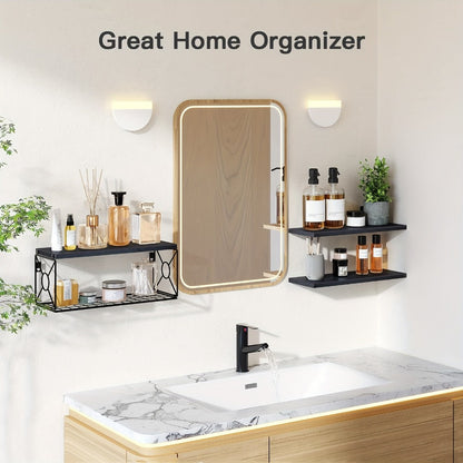 Floating Shelves Over Toilet 3-Piece Set, Farmhouse Bathroom Wall Mounted Storage Shelf for Toilet Paper