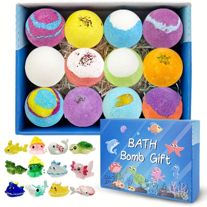 Bath Bombs with Surprise Inside Ocean Bath Ball Set, Rich Foam Lavender Essential Oil Fizzy Bath Bombs Gift