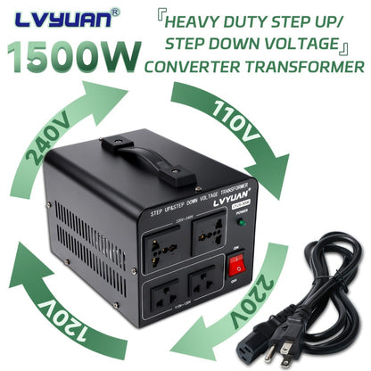 Voltage Converter Transformer 1500W Step Up Step Down - Converts 110V-120V to 220V-240V & Vice Versa