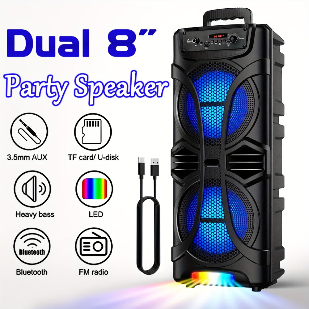 PA Speaker Karaoke Machine 3000W with Dual 6.5" Woofers, Bluetooth Wireless, FM Radio, Party Lights