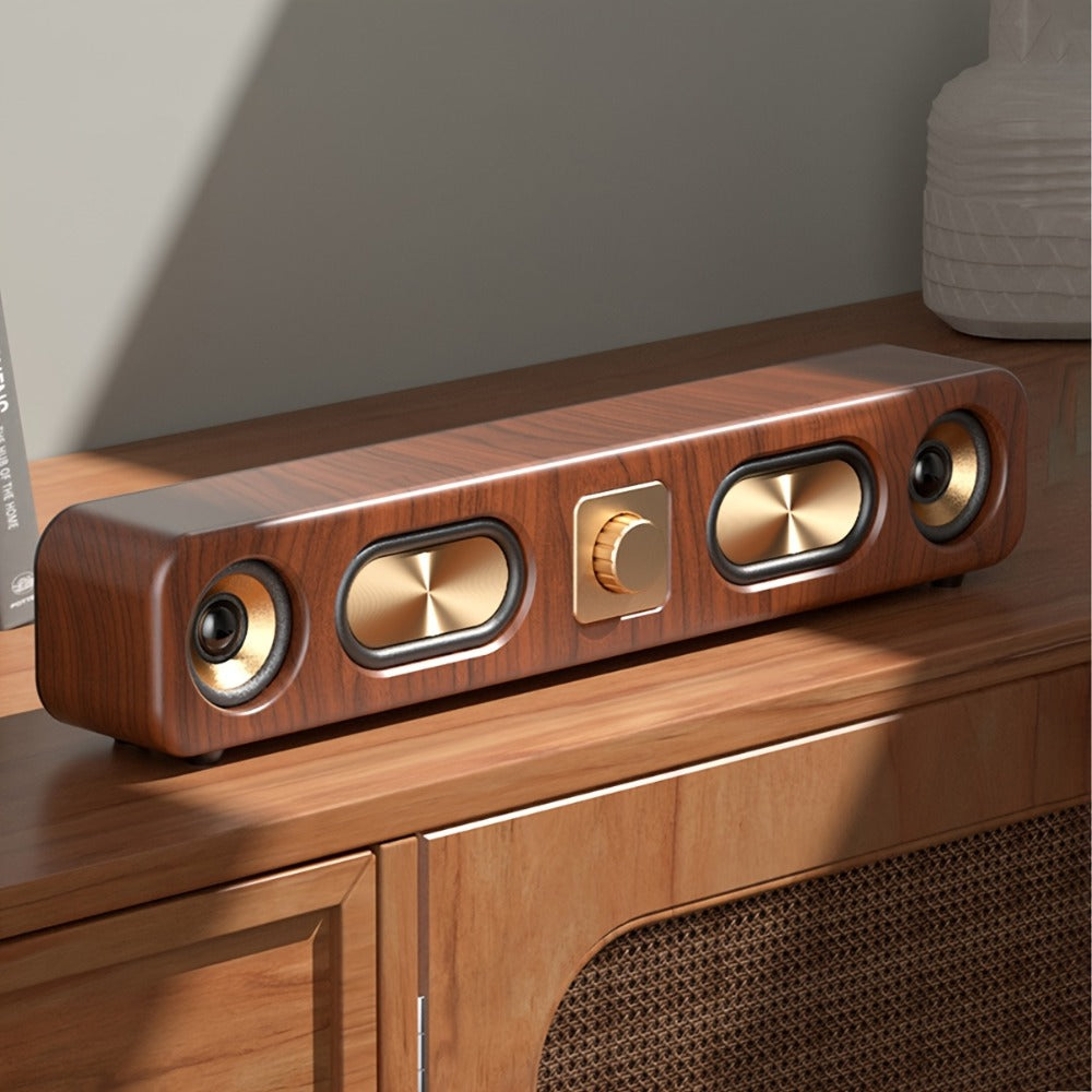 Classic Vintage 10W Bluetooth Desktop Soundbar with Dual 2-Inch Speakers, USB & 3.5mm AUX & TF Card Input