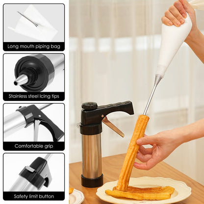 Cookie Press Kit Stainless Steel – 16 Cookie Discs & 8 Icing Tips, Biscuit Press Maker for Christmas Holiday Baking