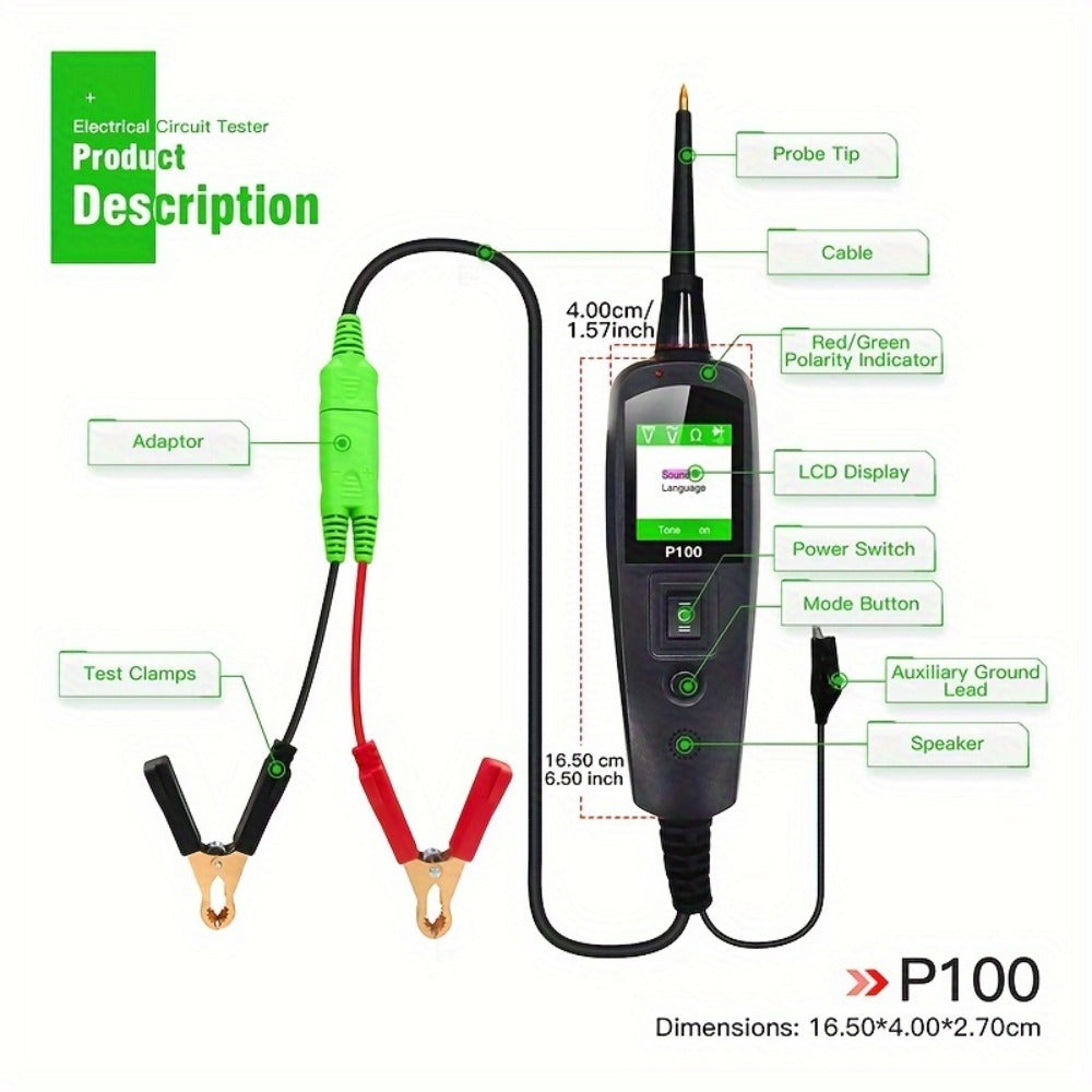 Circuit Tester Probe Kit Topdiag P100 AC DC Voltage Tester 12V 24V Car Diagnostic Tool for Entryways, Bedrooms and Living Spaces