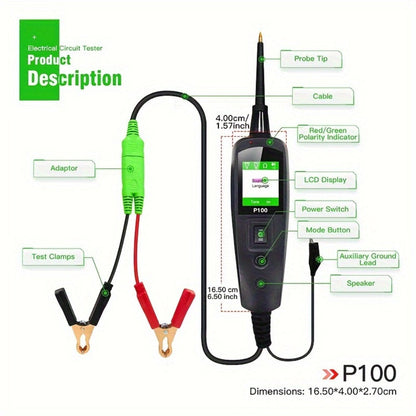 Circuit Tester Probe Kit Topdiag P100 AC DC Voltage Tester 12V 24V Car Diagnostic Tool for Entryways, Bedrooms and Living Spaces