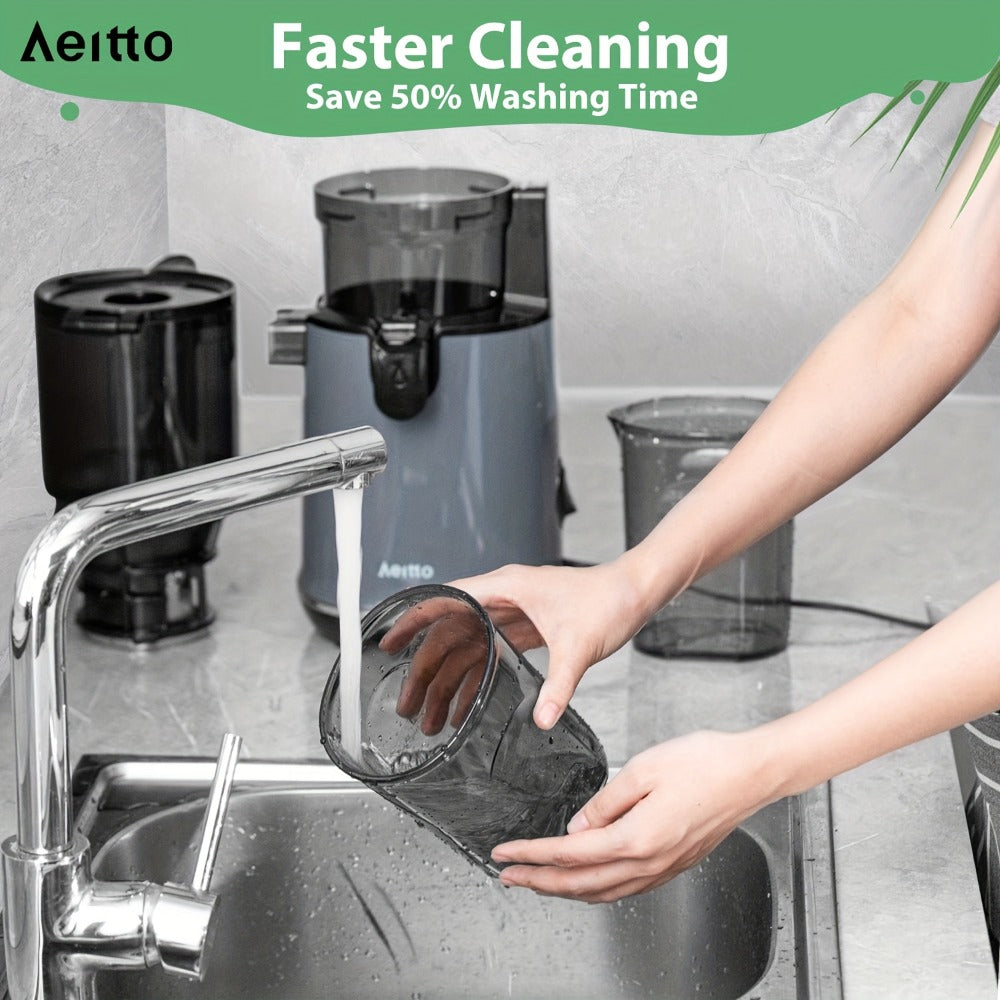 Cold Press Slow Juicer Machine with 5.3-Inch Large Feed Chute - High Juice Yield, Safety Lock, One-Click Cleaning