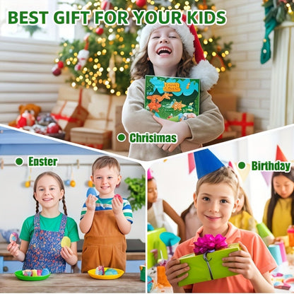 Bath Bombs, 6-Piece Dinosaur Surprise Set with Colorful Round Fizzers, Hidden Dinosaur Toys and Gift Box