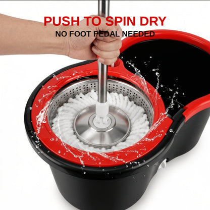 Spin Mop and Bucket Set with Wringer 360 Degree Spinning Self-Wringing Mop 4 Microfiber Mop for Bath Time, Home Spa and Personal Care