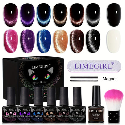 Cat Eye Gel Polish 8ml Holographic Chameleon Flash – Magnetic Sand 3D Color-Shifting Semi-Permanent UV LED Gel Varnish for Salon & Home DIY