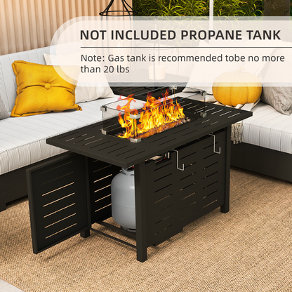 Propane Fire Pit Table Outdoor 50, 000 BTU Gas Fire Table with Lid Lava Rocks & Cover for Patio Backyard Deck Black Brown 40"/44"