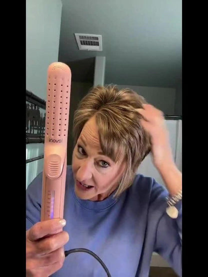 Two-in-One Airflow Hair Styler with Curved Plates, Five Temperature Settings and Pink or Black Finish