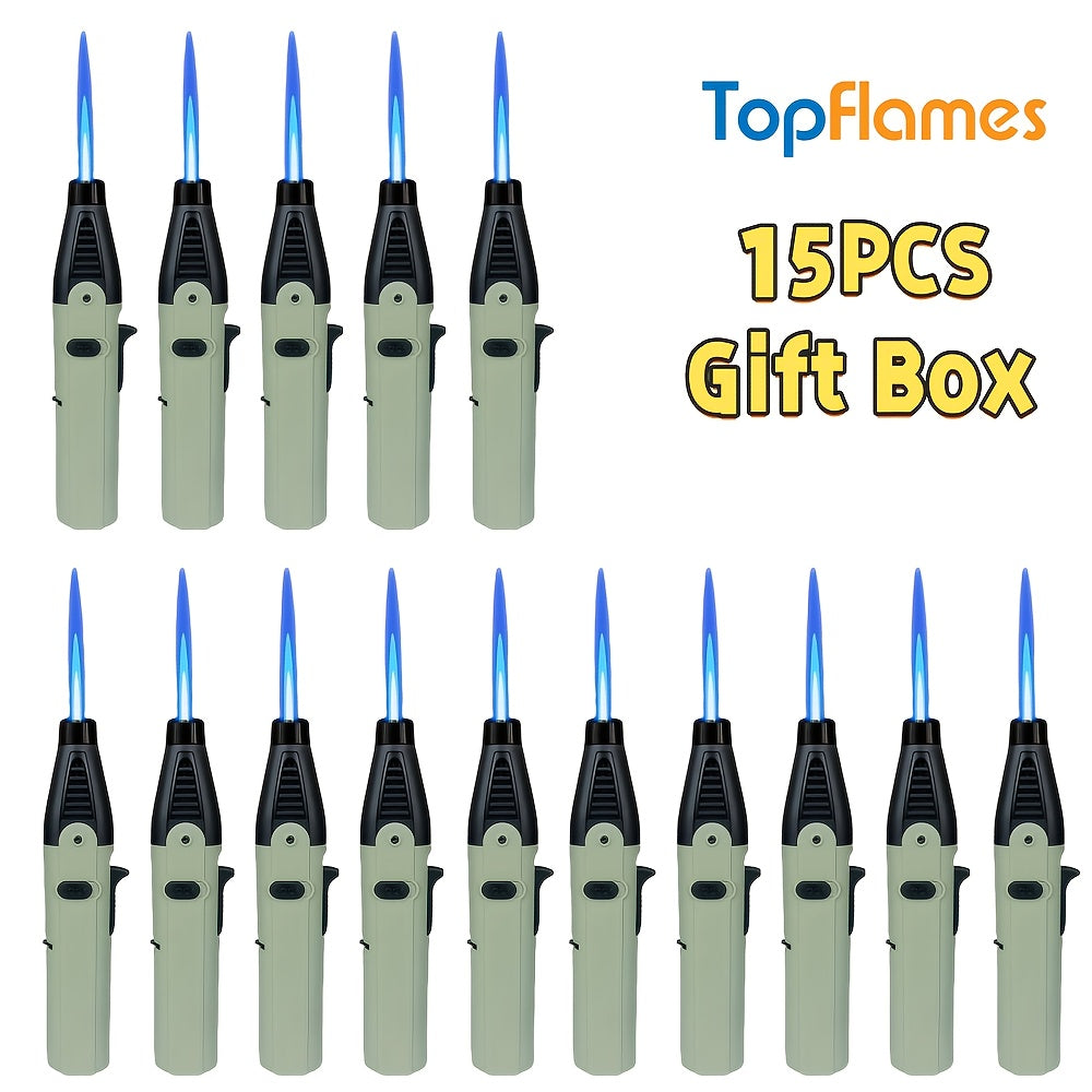 Long-Reach Torch Lighter Multipack with 10 or 15 Extended Igniters in Five Coordinated Body Colors