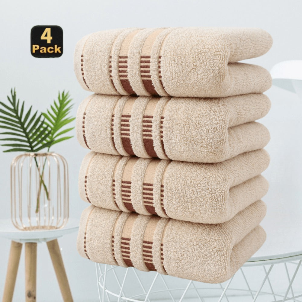 Towel Set 4-Pack Pure Cotton Face Towels in Camel, Beige Yellow or Mixed Colors for Home and Spa