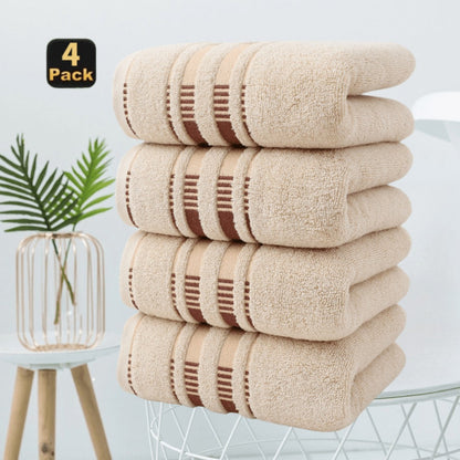 Towel Set 4-Pack Pure Cotton Face Towels in Camel, Beige Yellow or Mixed Colors for Home and Spa