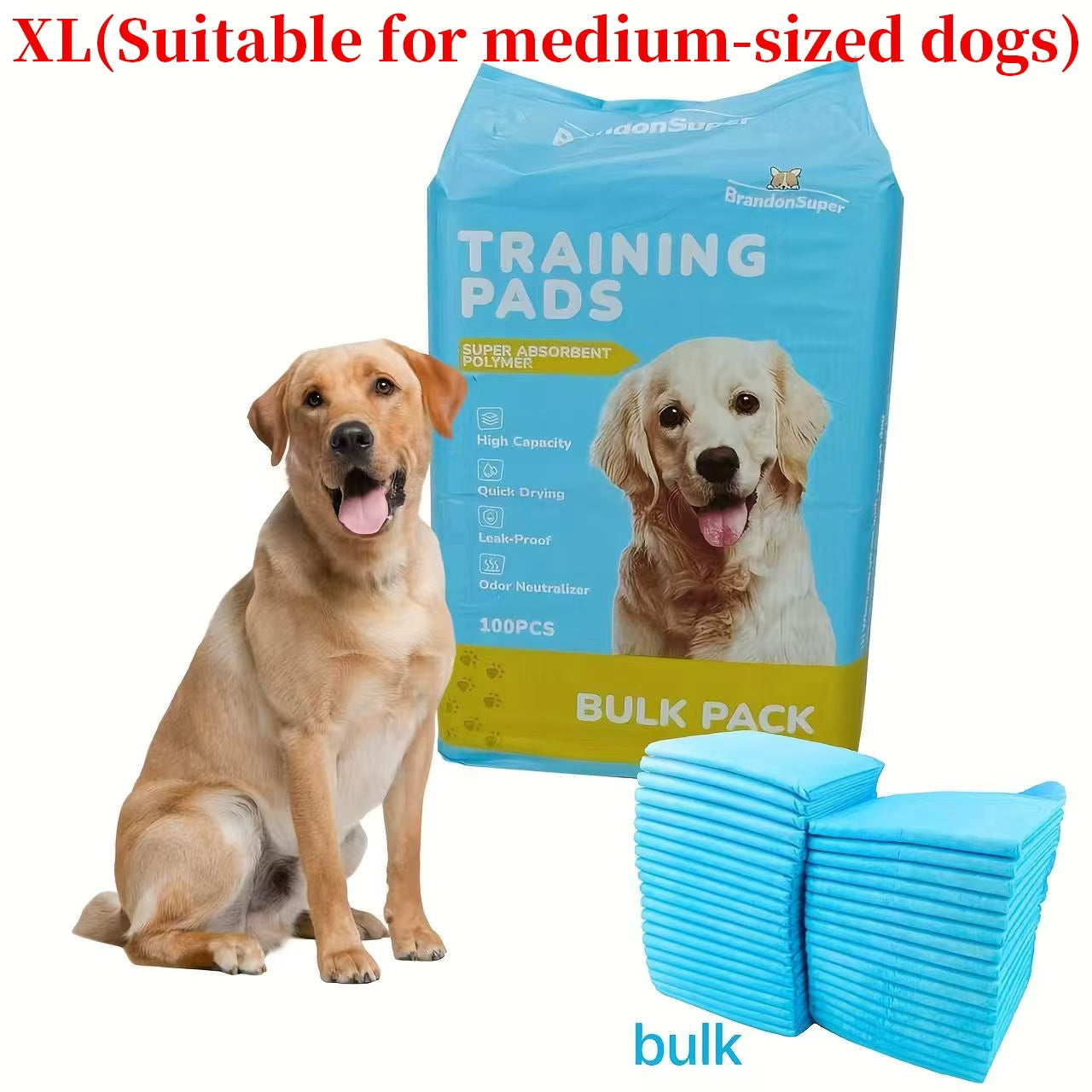 XXXL Dog Pee Pads 6-Layer Odor Control – Buy 80 Get 20 Free, Oversized Disposable Urine Pads for Large Dogs, Senior Dogs & Puppies