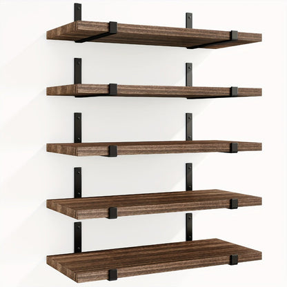Floating Shelves Set of 5 Wall Mounted 4.7 Inch Tiered Display Shelves Vintage Style Wall Storage Rack for Bedroom, Living Room, Kitchen