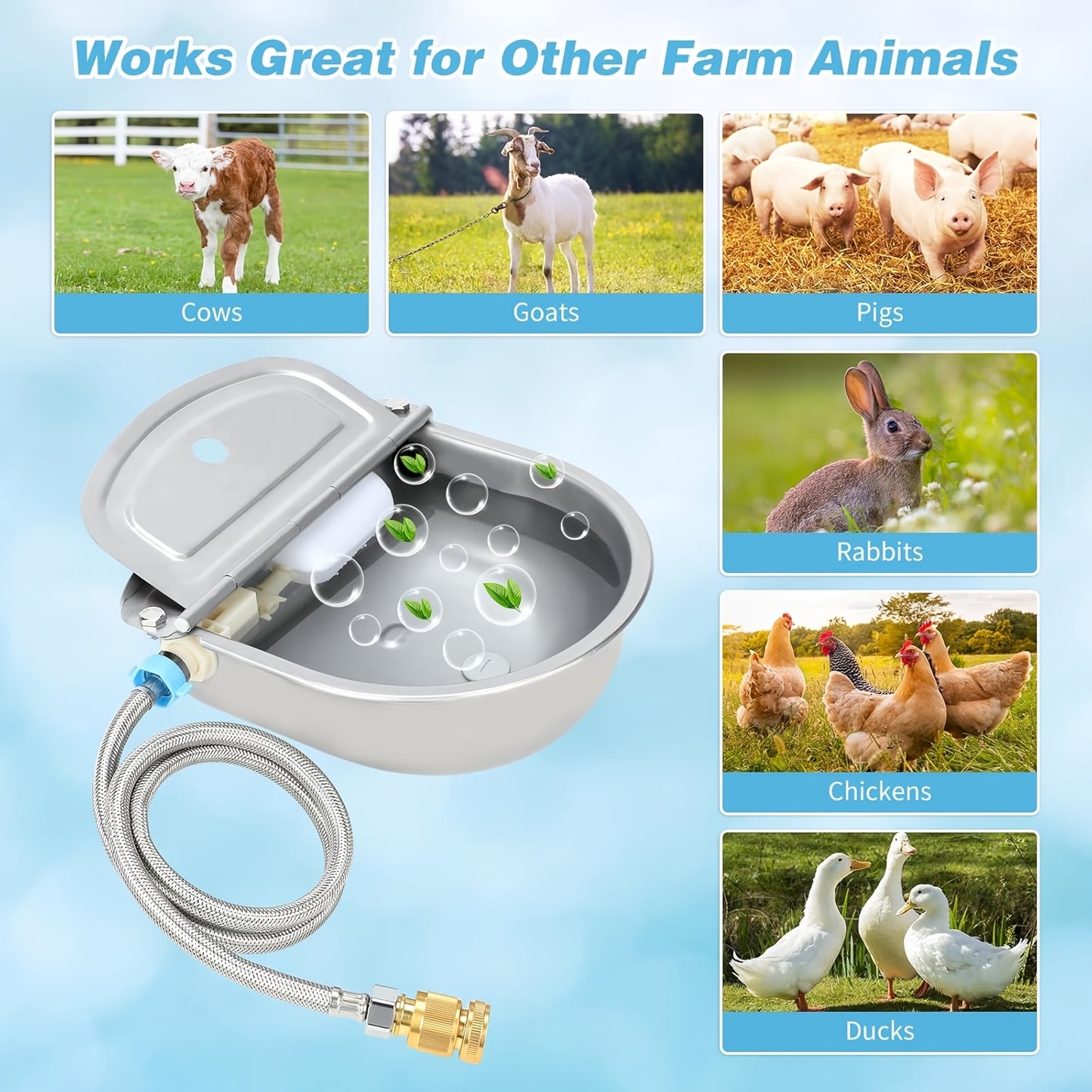 Automatic Water Dispenser for Dogs & Farm Animals – Heavy-Duty Stainless Steel Leakproof Pet Waterer with Easy-Clean Spout for Horses
