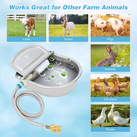 Automatic Water Dispenser for Dogs & Farm Animals – Heavy-Duty Stainless Steel Leakproof Pet Waterer with Easy-Clean Spout for Horses