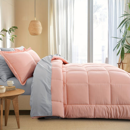7 Piece Comforter Set Luxury Soft Fluffy Bedding All Season Bed in a Bag with Comforter Fitted Sheet Flat Sheet Pillowcases Hypoallergenic